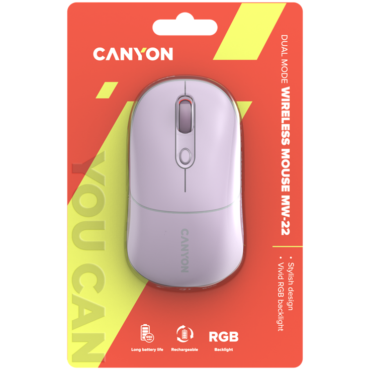 Canyon MW-22 Dual-Mode Wireless Mouse - Bluetooth 5.0 & 2.4GHz, Silent Buttons, Royal Purple 8 231016160013505152.jpg. Canyon MW-22 Dual-Mode Wireless Mouse - Bluetooth 5.0 & 2.4GHz, Silent Buttons, Royal Purple