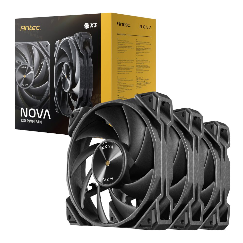 Antec NOVA 120 PWM 120mm Fan Triple Pack - Includes Fan Speed Controller - Black 2 NOVA-120-3PK_wr_01.jpg. Antec NOVA 120 PWM 120mm Fan Triple Pack - Includes Fan Speed Controller - Black