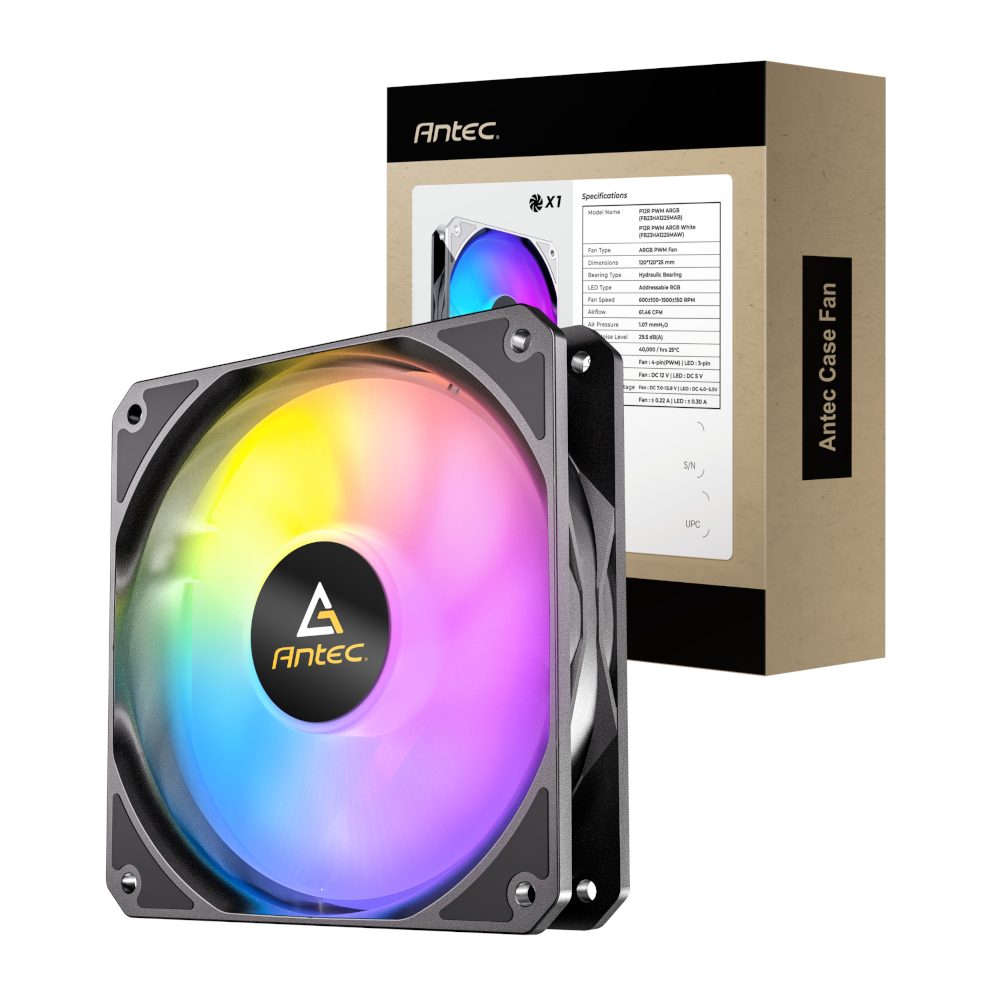 Antec P12R PWM 120mm ARGB Reverse Airflow Case Fan - Stealth Black 2 P12R-ARGB-BLK_wr_01.jpg. Antec P12R PWM 120mm ARGB Reverse Airflow Case Fan - Stealth Black