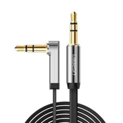 AV119-10598 #2. UGreen AV119 3.5mm Male to Male Right-Angled Aux Cable - 1.5m Flat Ribbon Design - Black/Silver