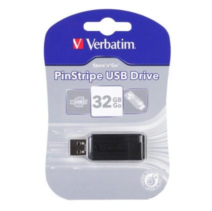 49064 #5. Verbatim PinStripe 32GB USB 2.0 Flash Drive - Black