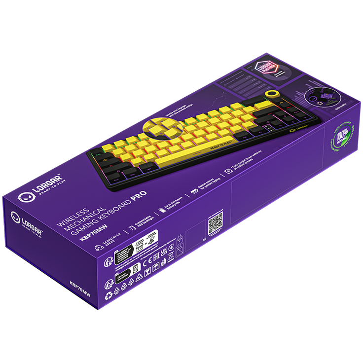 Lorgar KBP70MW Wireless 65% Mechanical Gaming Keyboard Pro - Black/Yellow 12 250319084542025886.jpg. Lorgar KBP70MW Wireless 65% Mechanical Gaming Keyboard Pro - Black/Yellow