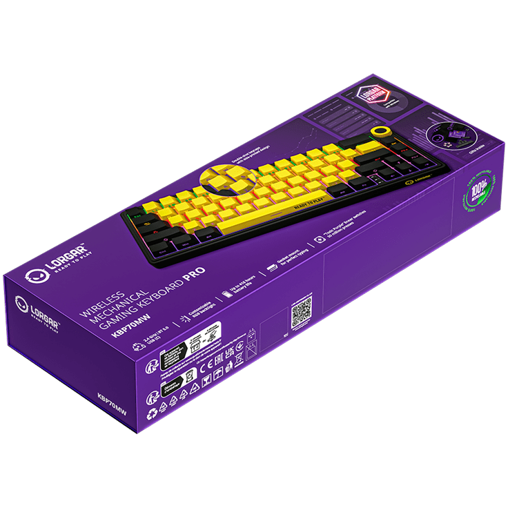 Lorgar KBP70MW Wireless 65% Mechanical Gaming Keyboard Pro - Black/Yellow 24 260605100016850953.jpg. Lorgar KBP70MW Wireless 65% Mechanical Gaming Keyboard Pro - Black/Yellow