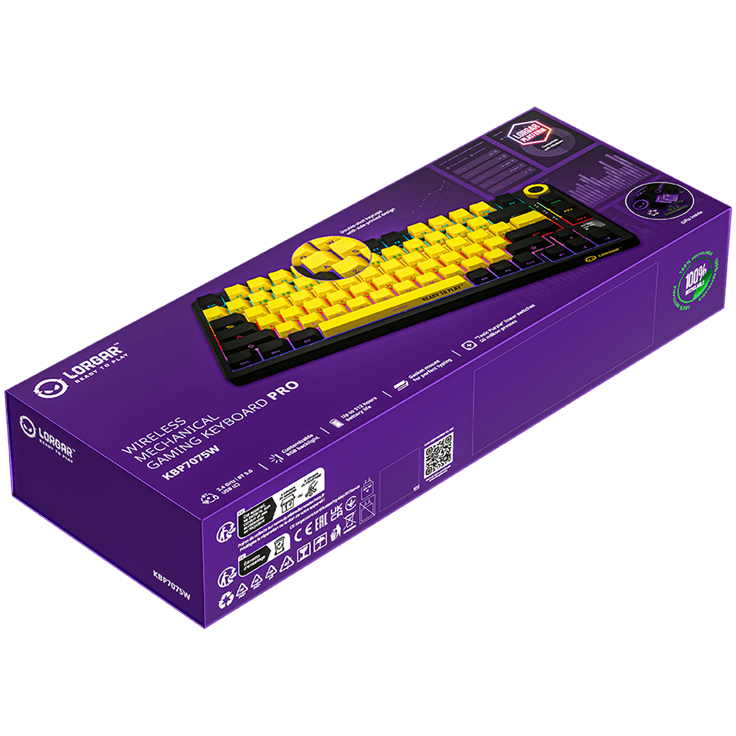 Lorgar KBP7075W Wireless 75% Mechanical Gaming Keyboard Pro - Black/Yellow 19 260605100010141062.jpg. Lorgar KBP7075W Wireless 75% Mechanical Gaming Keyboard Pro - Black/Yellow