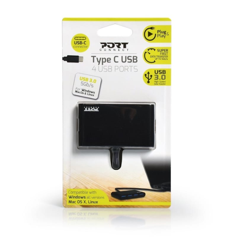 Port USB Type-C to 4 x USB3.0 5Gbps 30cm 4 Port Hub - Blac 1 900123_wr_01.jpg. Port USB Type-C to 4 x USB3.0 5Gbps 30cm 4 Port Hub - Blac