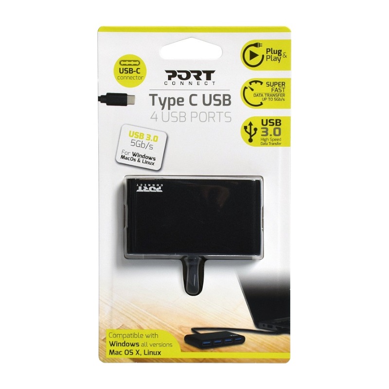 Port USB Type-C to 4 x USB3.0 5Gbps 30cm 4 Port Hub - Blac 3 900123_wr_01a.jpg. Port USB Type-C to 4 x USB3.0 5Gbps 30cm 4 Port Hub - Blac