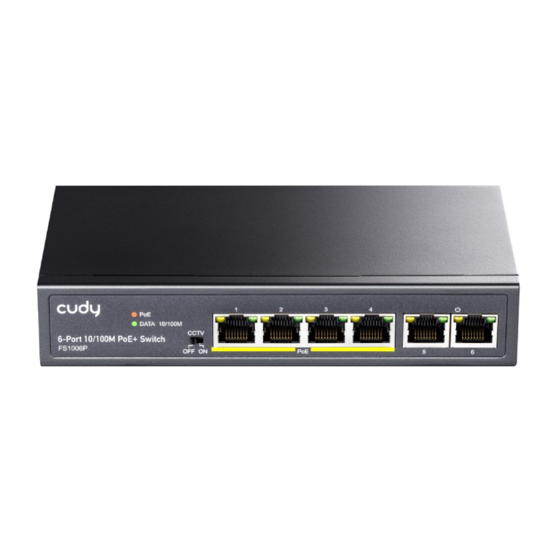 Cudy 6-Port Ethernet Plus 4-Port Gigabit PoE Unmanaged Switch 1 FS1006P_wr_01.jpg. Cudy 6-Port Ethernet Plus 4-Port Gigabit PoE Unmanaged Switch