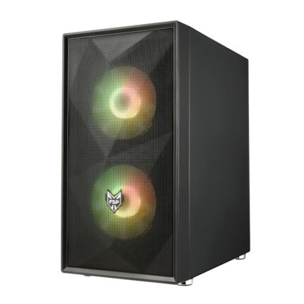 CST130A_wr_01.jpeg. FSP CST130A |Micro-ATX | Mini-ITX | Gaming Chassis | 3x 120mm RGB Fans included | Tempered Glass Side Panel | Black