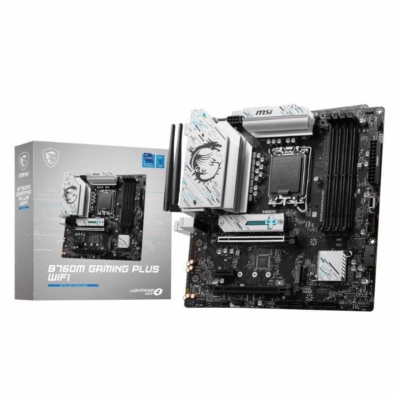 MSi B760M Gaming Plus Wifi Motherboard | LGA 1700 | DDR5 | mATX 2 B760MGAMINGPLUSWIFI_wr_01.jpeg. MSi B760M Gaming Plus Wifi Motherboard | LGA 1700 | DDR5 | mATX