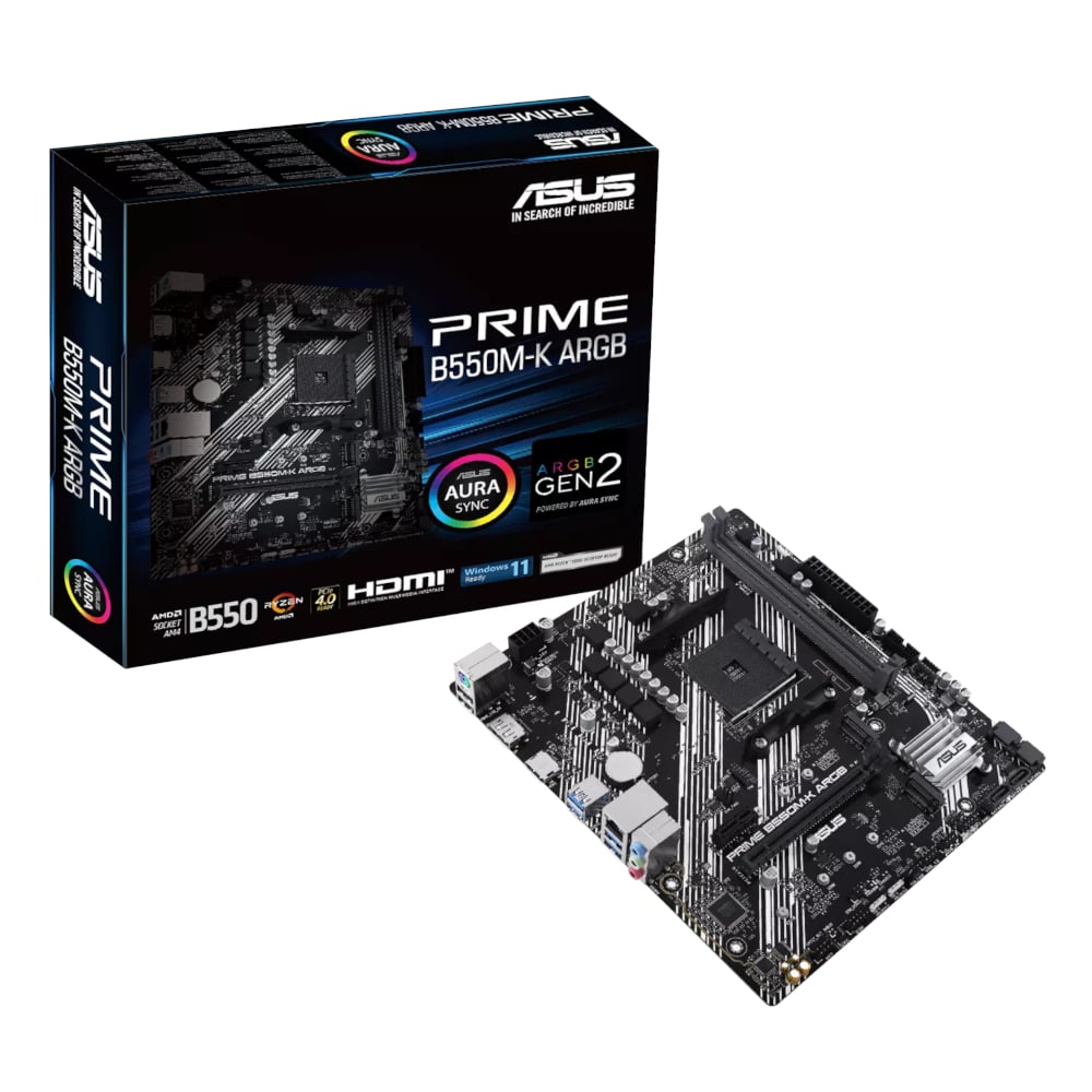 Asus PRIME B550M-K ARGB AM4 M-ATX Motherboard 1 PRIME-B550M-KARGB_wr_01.jpg. Asus PRIME B550M-K ARGB AM4 M-ATX Motherboard