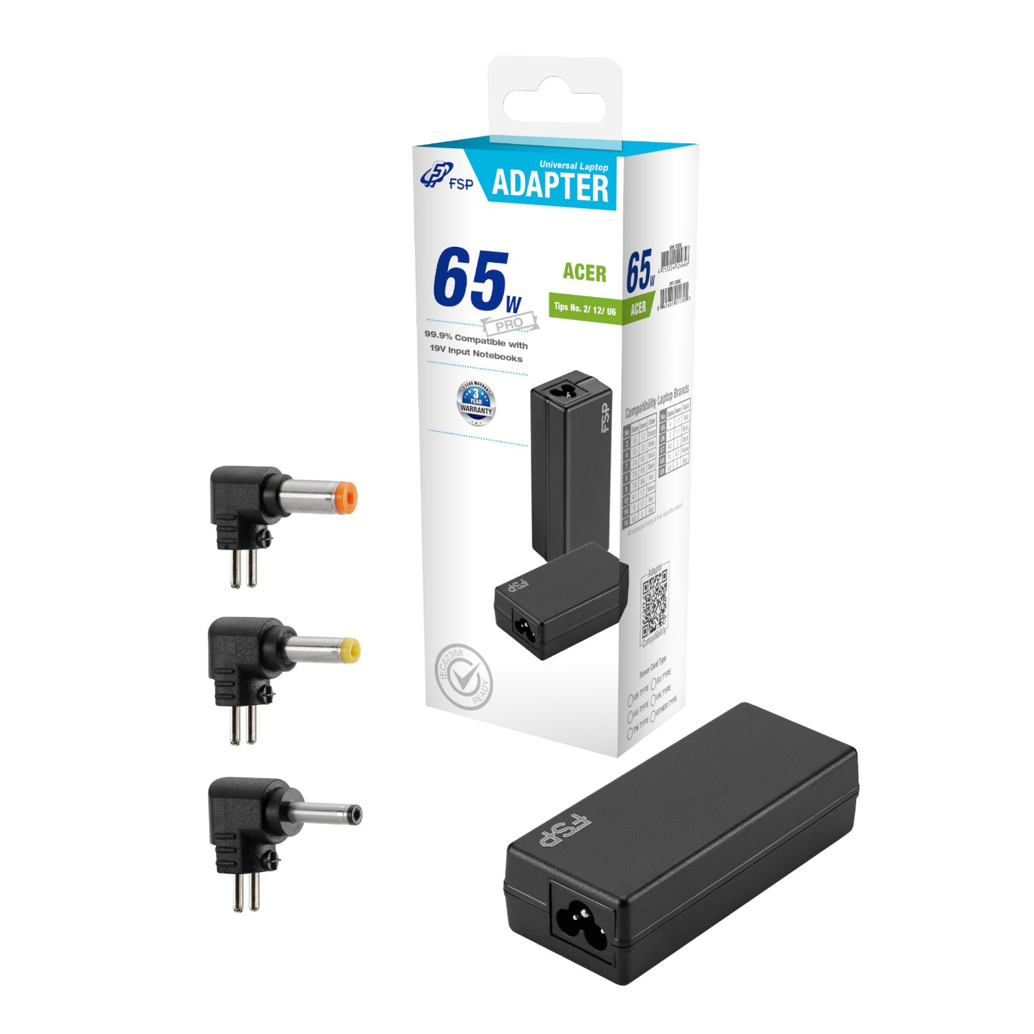 FSP PRO 65W Universal Laptop Adapter – Acer 1 PNA0652521_FSP-NB-65W-Acer-Notebook-Adapter_wr_01.. FSP PRO 65W Universal Laptop Adapter – Acer