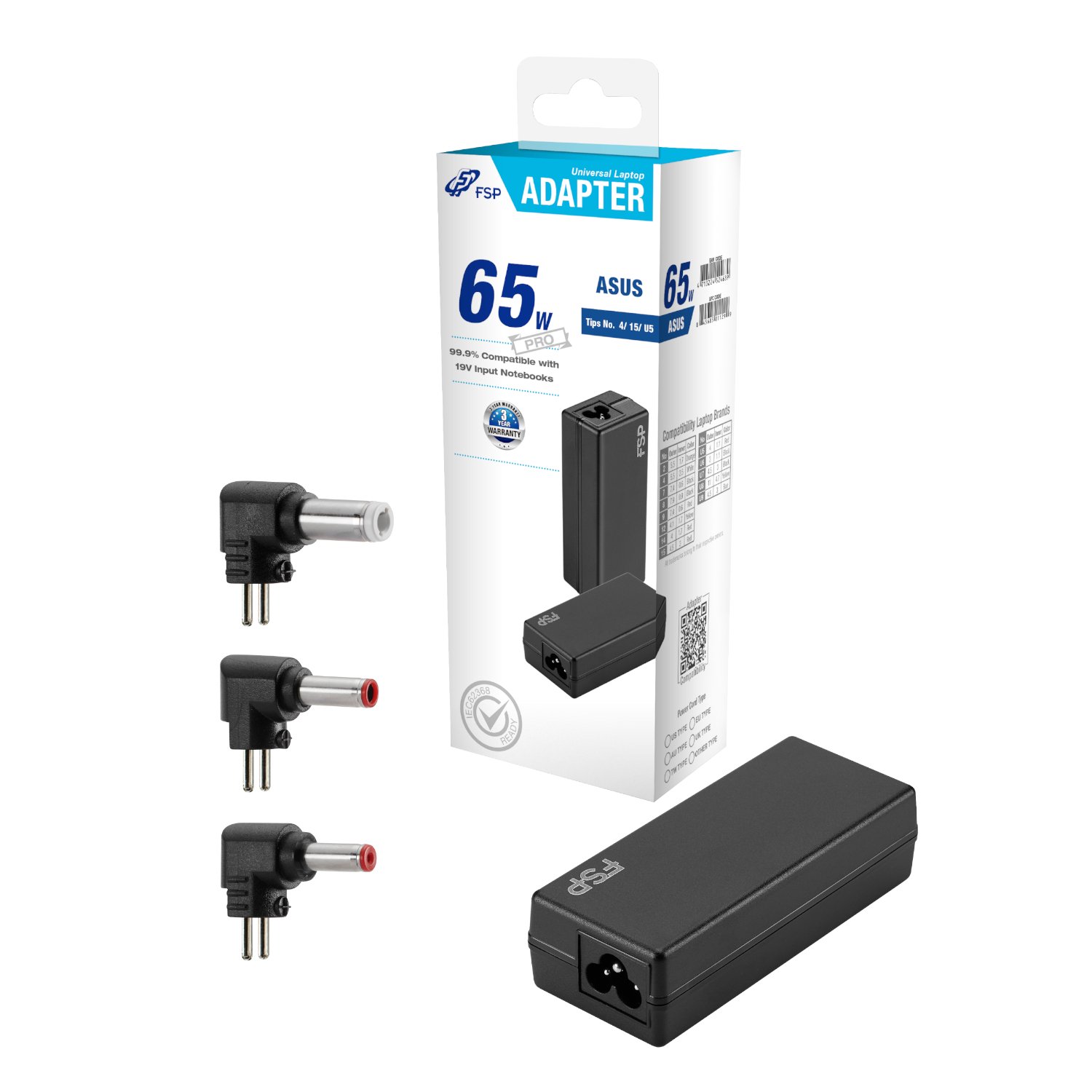 FSP PRO 65W Universal Laptop Adapter – Asus 1 PNA0652522_FSP-NB-65W-Asus-Notebook-Adapter_wr_01.. FSP PRO 65W Universal Laptop Adapter – Asus