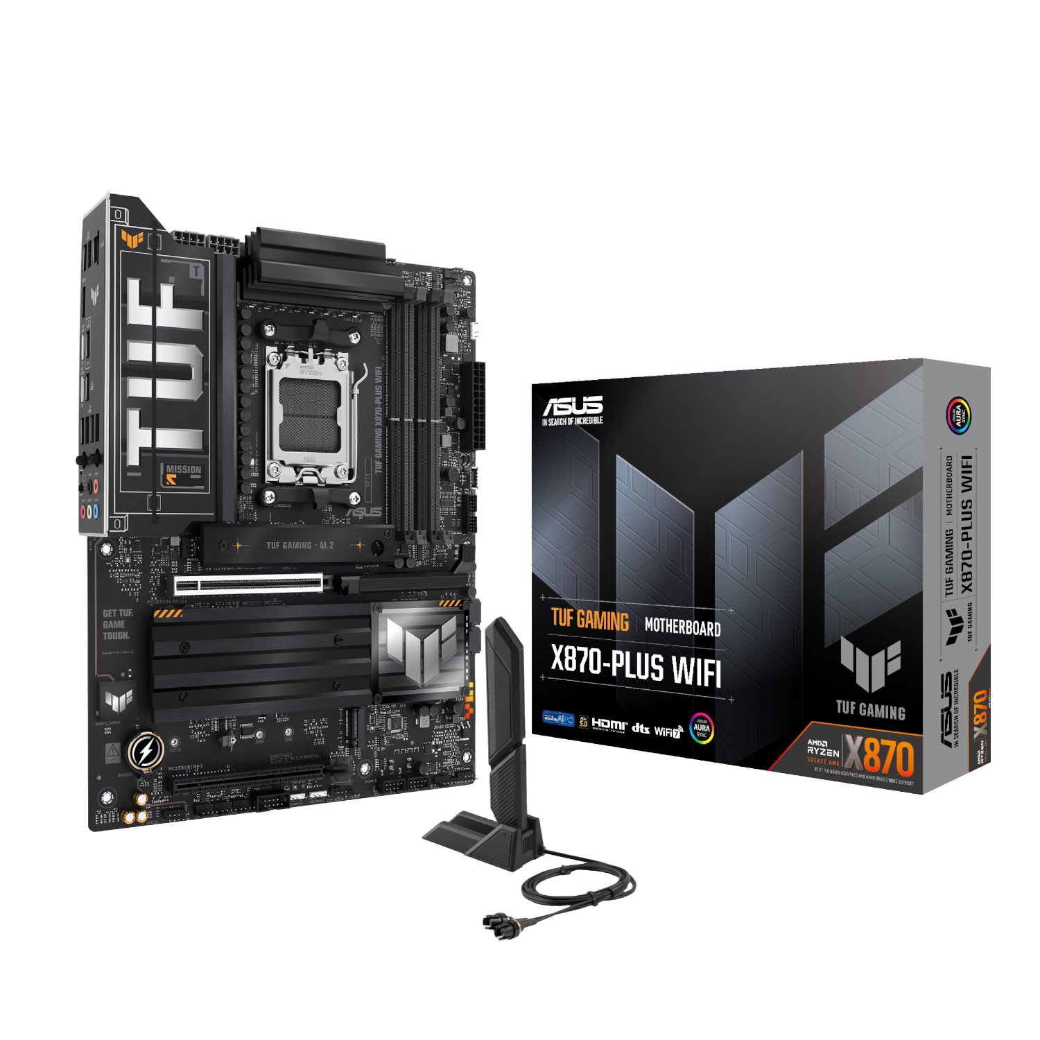 Asus TUF Gaming X870-PLUS WIFI AMD AM5 ATX Gaming Motherboard 1 Asus_TUFGAMINGX870-PLUS-WIFI_wr_01a.jpg. Asus TUF Gaming X870-PLUS WIFI AMD AM5 ATX Gaming Motherboard