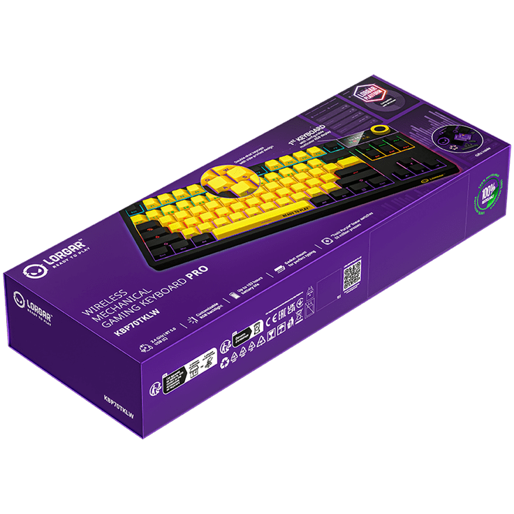 Lorgar KBP70TKLW Wireless TKL Mechanical Gaming Keyboard Pro - Black/Yellow 21 260605100016037032.jpg. Lorgar KBP70TKLW Wireless TKL Mechanical Gaming Keyboard Pro - Black/Yellow