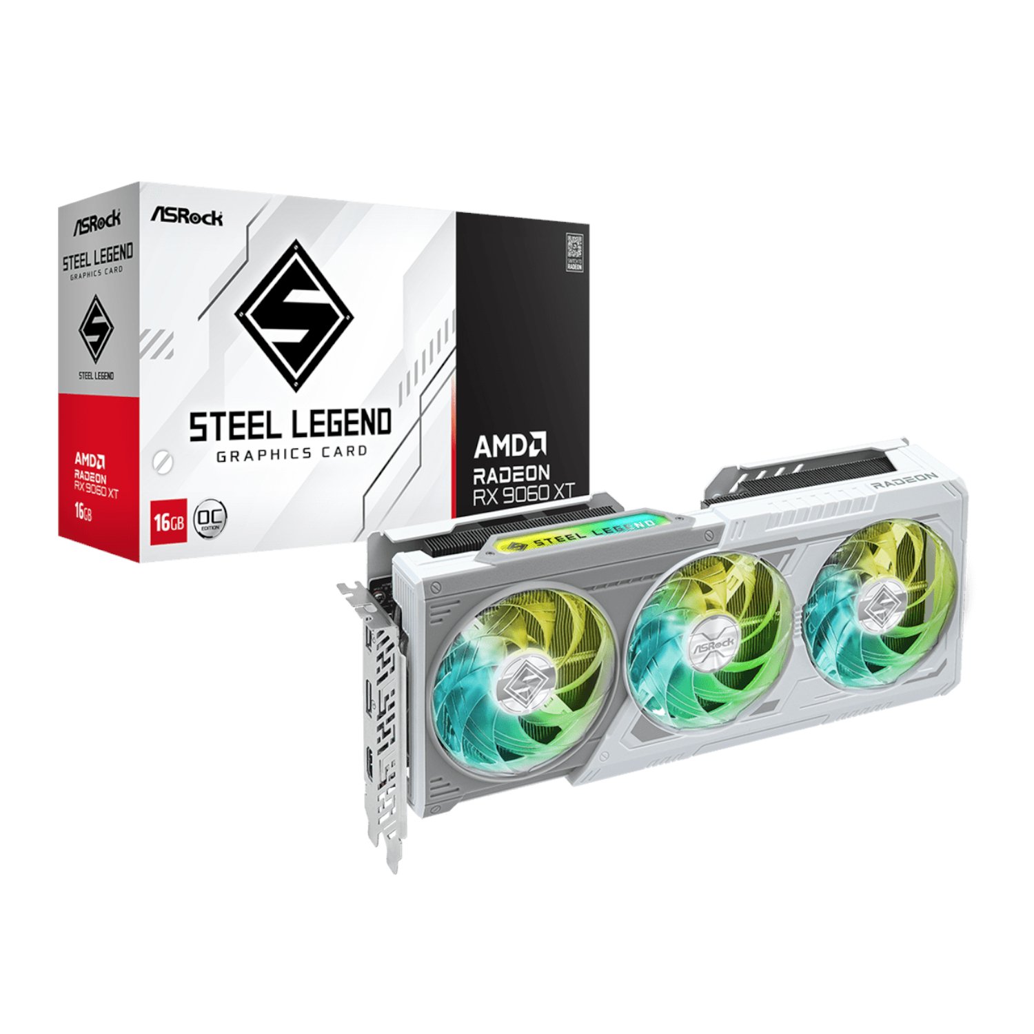 ASRock Radeon RX9060 XT Steel Legend 16G Graphics Card 1 RX9060XTSTEELLEGEND16G_ASRock-AMD-Radeon-RX-9060-X. ASRock Radeon RX9060 XT Steel Legend 16G Graphics Card