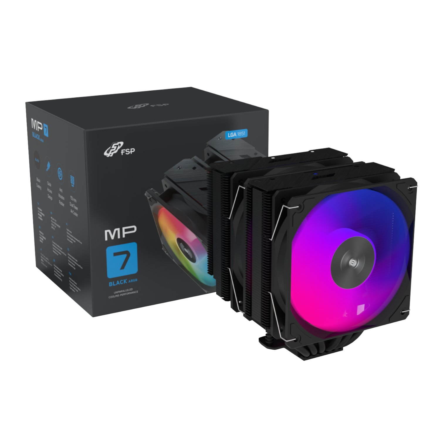 FSP MP7-BA 120mm PWM ARGB CPU Air Cooler - Black 1 MP7-BA_FSP-MP7-B-ARGB-120mm-PWM-CPU-Air-Cooler-Bla. FSP MP7-BA 120mm PWM ARGB CPU Air Cooler - Black