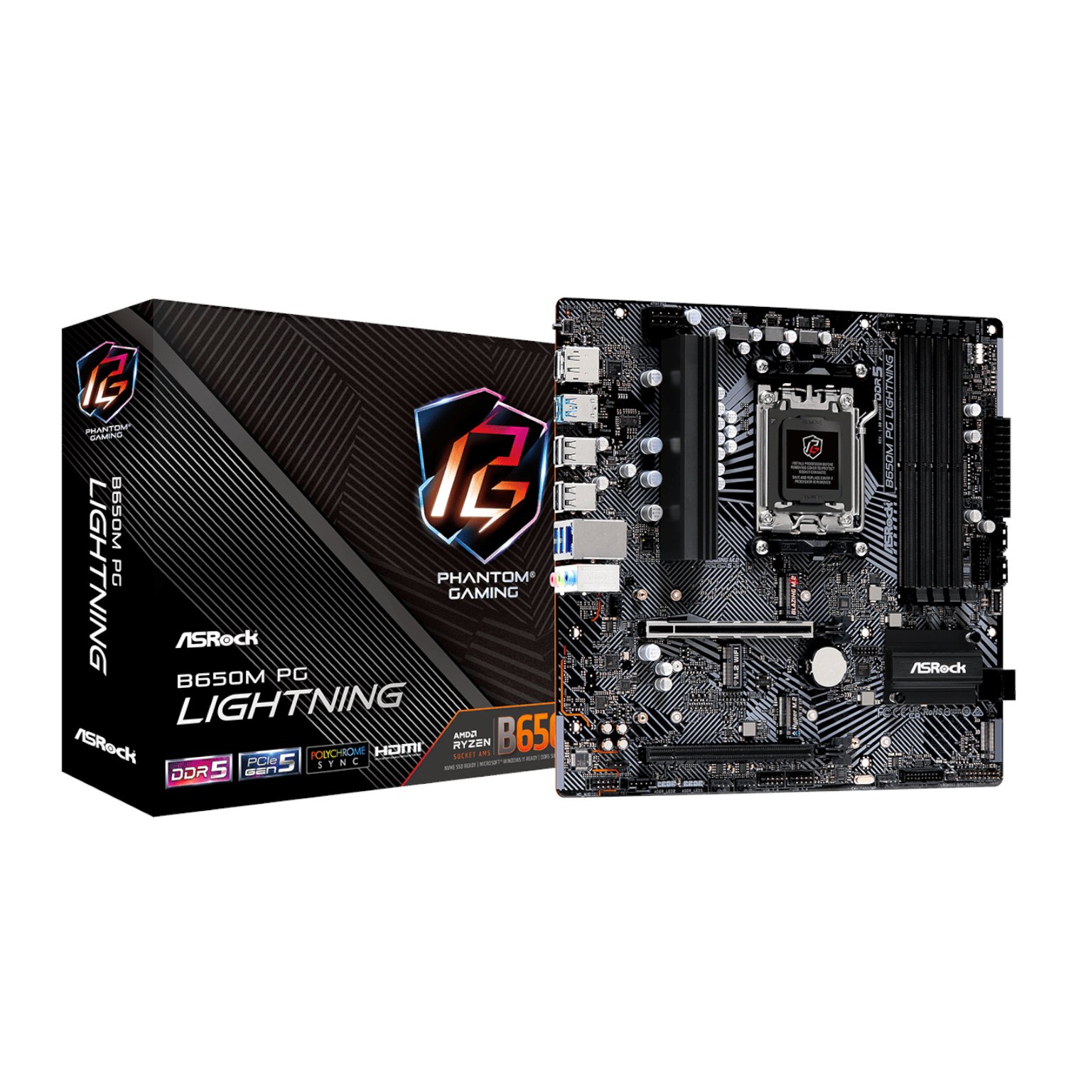 ASRock B650M PG Lightning AMD AM5 Micro ATX Motherboard 1 B650M-PG-LIGHTNING_ASRock-B650M-PG-Lightning-AMD-A. ASRock B650M PG Lightning AMD AM5 Micro ATX Motherboard