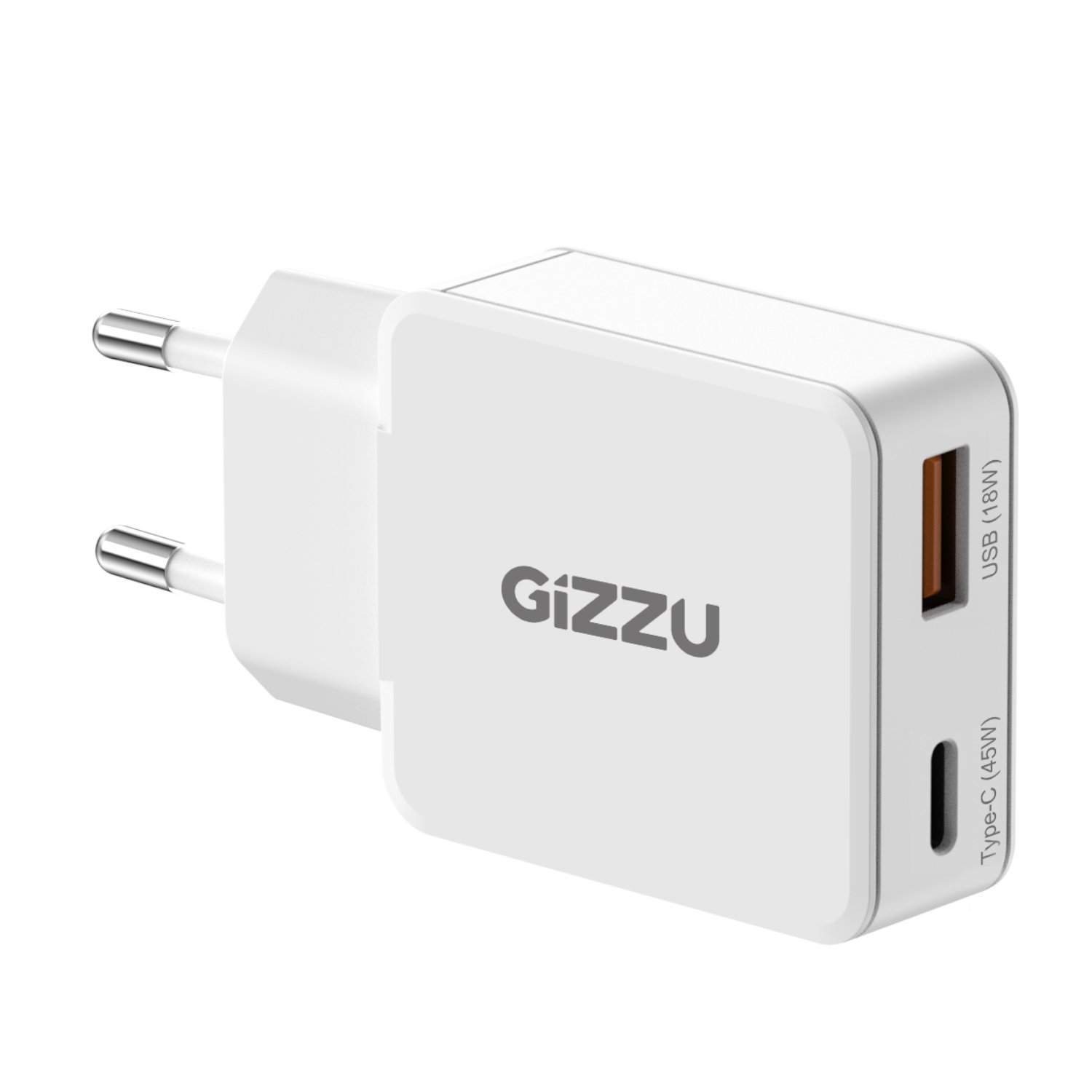 Gizzu 2-Port 45W GaN Wall Charger 1 GWCCU45W_Gizzu-2-Port-45W-GaN-Wall-Charger-White_w. Gizzu 2-Port 45W GaN Wall Charger