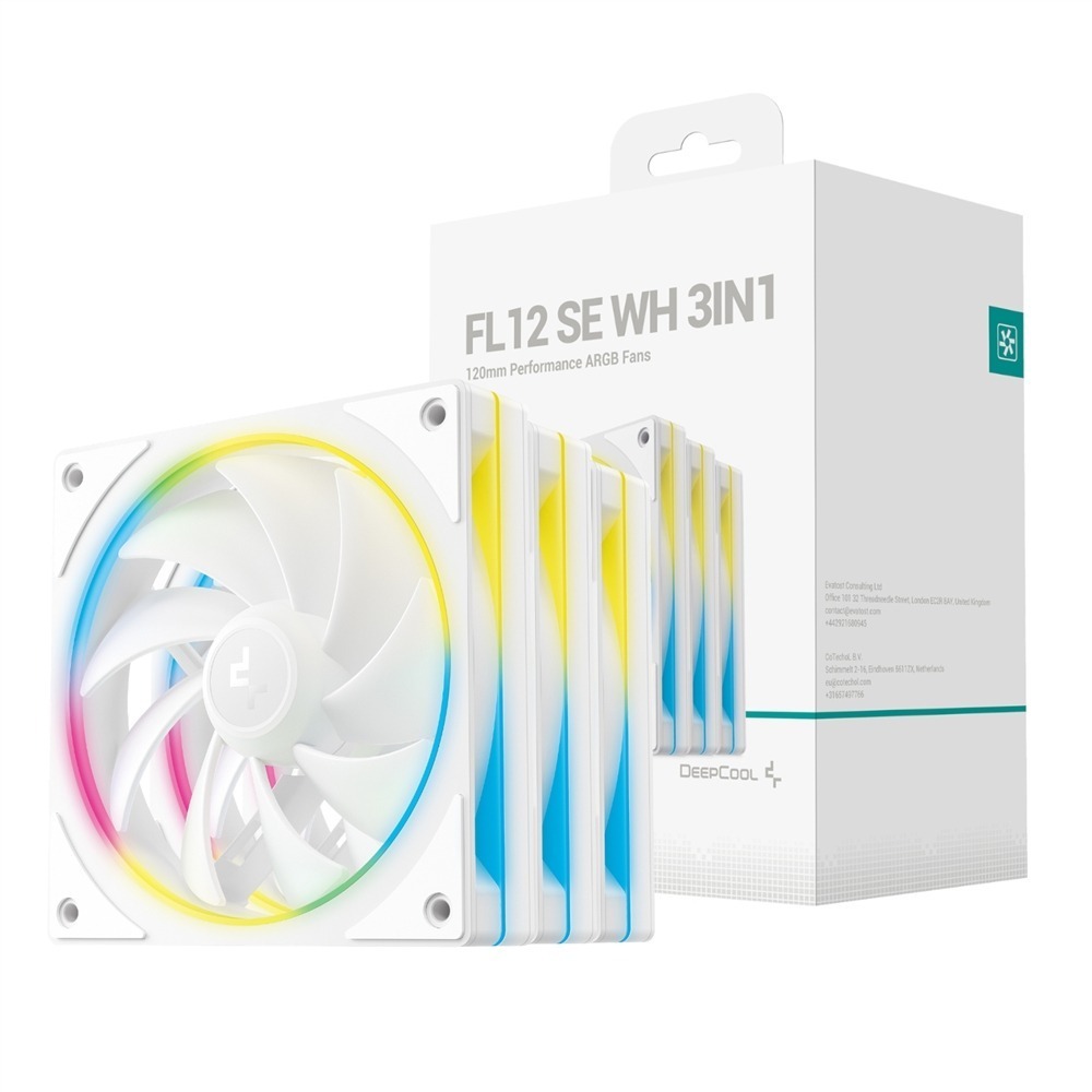 DeepCool FL12 3-in-1 ARGB 120mm Fan 3 Pack - White 2 R-FL12SE-WHAPN3-G_DeepCool-FL12-3-in-1-ARGB-120mm-. DeepCool FL12 3-in-1 ARGB 120mm Fan 3 Pack - White