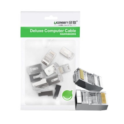 NW111-50248_UGreen-NW111-RJ45-Cat6-Ethernet-Networ. UGreen NW111 RJ45 Cat6 Ethernet Network Head 100 Pack - Silver/Transparent