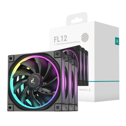 R-FL12RSE-BKAPN3-G_DeepCool-FL12-3-in-1-ARGB-120mm. DeepCool FL12 3-in-1 ARGB 120mm PWM 3 Fan Pack - Black