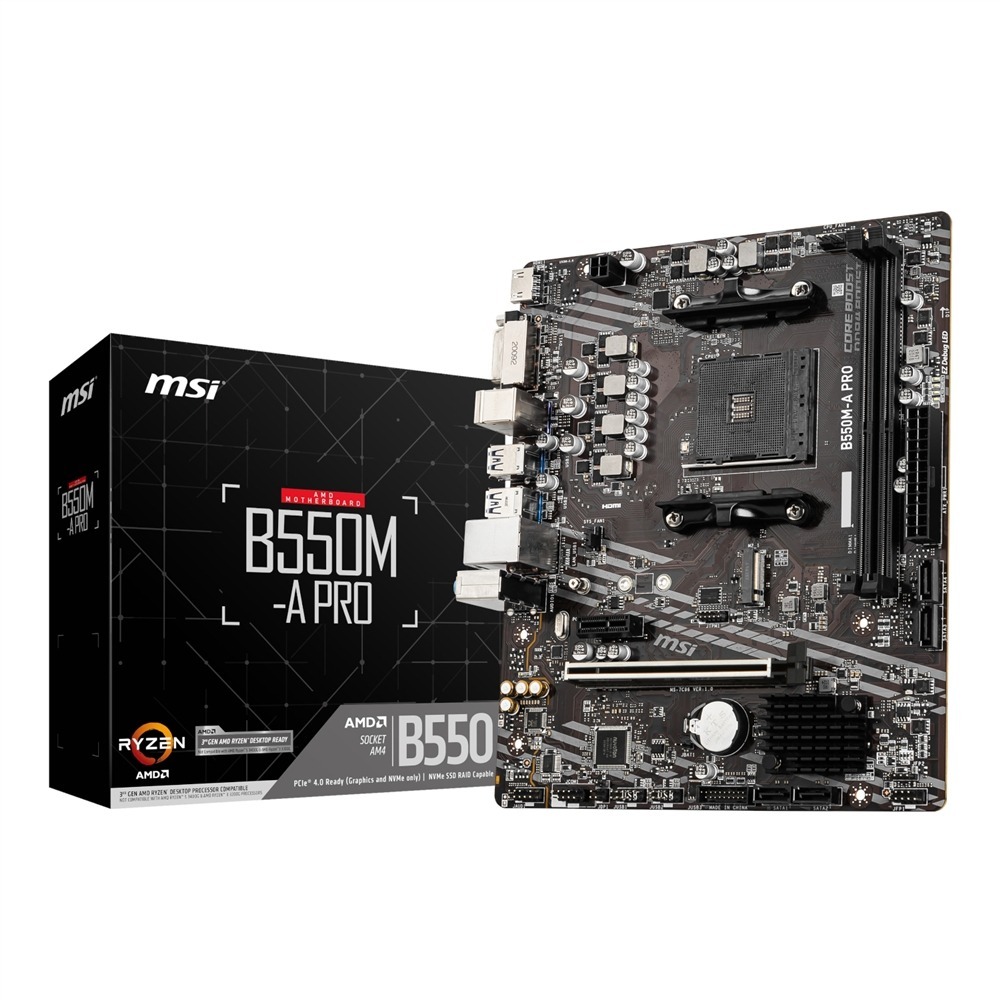 MSI B550M-A Pro AM4 M-ATX Motherboard 1 PROB550M-APRO_MSI-B550M-A-Pro-AM4-M-ATX-Motherboar. MSI B550M-A Pro AM4 M-ATX Motherboard
