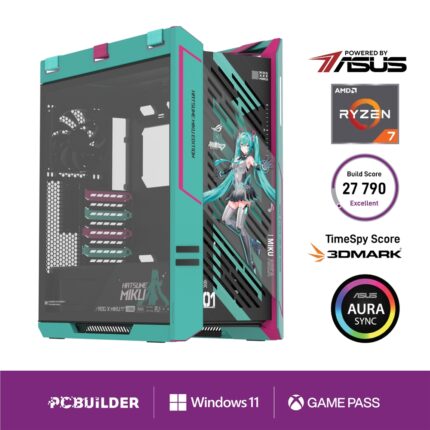 PCB_HATSUNE-MIKU_01_PCBuilder-Ryzen-7-9800X3D-MIKU. PCBuilder Ryzen 7 9800X3D ASUS X MIKU Windows 11 Gaming PC