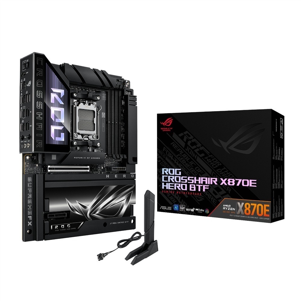 ASUS ROG CROSSHAIR X870E HERO BTF AMD AM5 ATX Gaming Motherboard 1 ROGCROSSHAIRX870EHEROBTF_ASUS-ROG-CROSSHAIR-X870E-. ASUS ROG CROSSHAIR X870E HERO BTF AMD AM5 ATX Gaming Motherboard