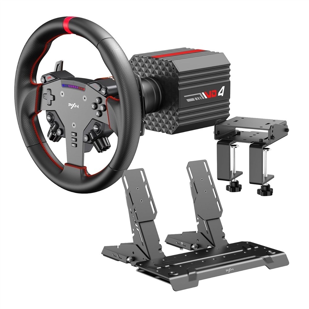 PXN VD4 Direct Drive Sim Racing Wheel – PD-HM Dual Pedal – Z8 Clamp Bundle 1 PXN-VD4BUNDLEABT_PXN-VD4-Direct-Drive-Sim-Racing-W. PXN VD4 Direct Drive Sim Racing Wheel – PD-HM Dual Pedal – Z8 Clamp Bundle