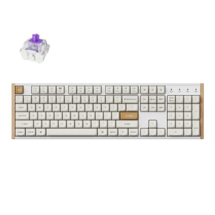 K10H-Q1_Keychron_K10_HE_100_Hot-Swap_Gateron_Dbl_w. Keychron K10 HE Special Edition Full-size Hot-Swap Gateron Dbl-Rail Nebula Switch RGB Wireless Keyboard - White (Wood + Al)
