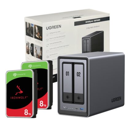 DXP2800-16TB-V2_UGreen-NASync-DXP2800-2-Bay-NAS-wi. UGreen NASync DXP2800 2 Bay NAS with Seagate Ironwolf NAS 16TB SATA Hard Drive V2 Bundle (2x 8TB)