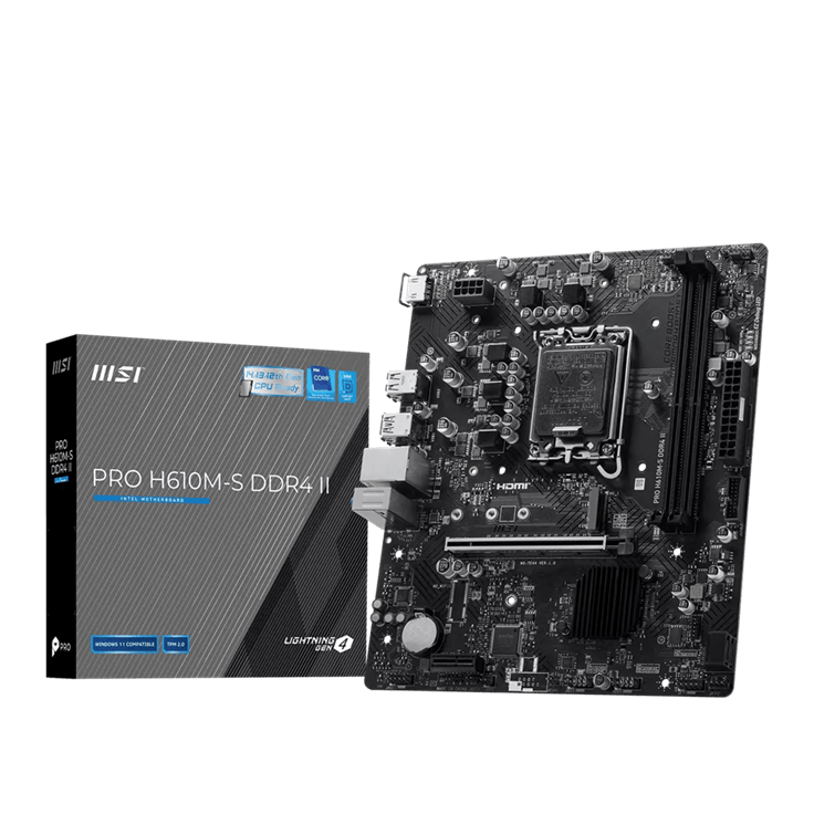 MSI PRO H610M-S DDR4 II LGA1700 M-ATX Motherboard 1 PROH610M-SDDR4II_MSI_PRO_H610M-S_DDR4_II_LGA1700_M. MSI PRO H610M-S DDR4 II LGA1700 M-ATX Motherboard