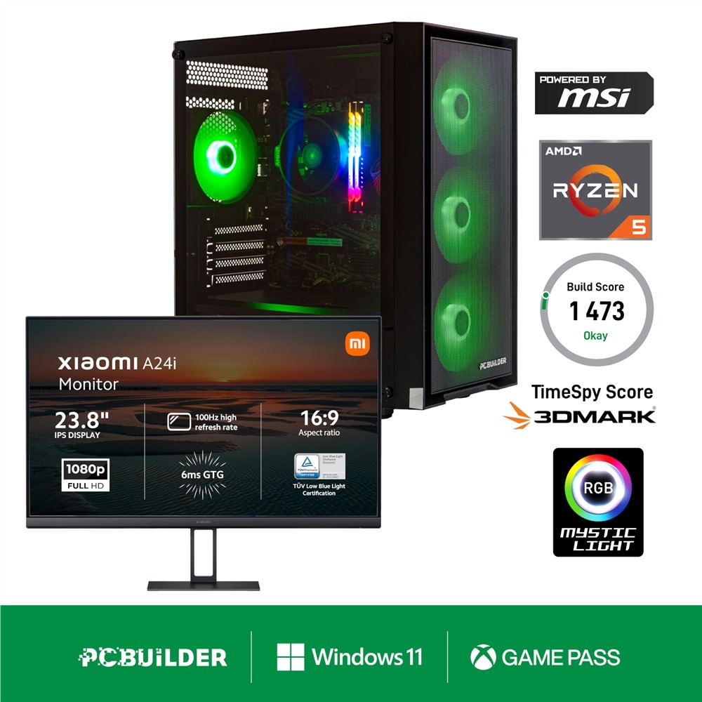 PCBuilder Ryzen 5 5600GT DEFENDER Windows 11 Gaming PC + Monitor Bundle 1 PCB_DEFENDER_MON_BUNDLE_PCBuilder-Ryzen-5-5600GT-D. PCBuilder Ryzen 5 5600GT DEFENDER Windows 11 Gaming PC + Monitor Bundle