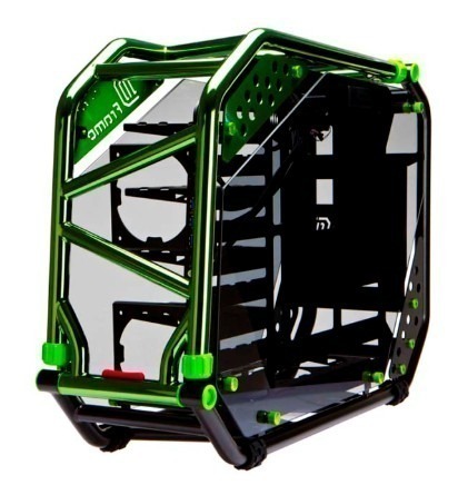 CH-IDF2G+1065 #2. In Win D-Frame 2.0 Open-Air Chassis - Black/Green (Includes Signature Series 1065W PSU)