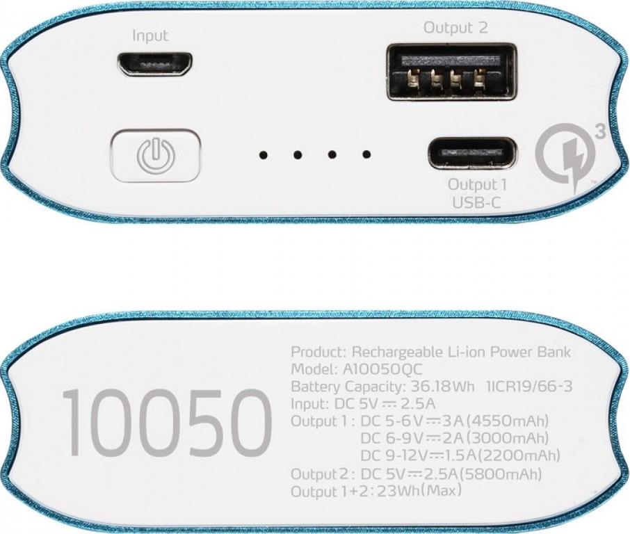 Adata A10050QC Blue USB-C Power Bank 3 BT-AA10050QCL #3. Adata A10050QC Blue USB-C Power Bank