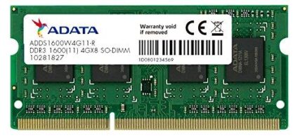 ME-AN4V16C11L #1. Adata 4GB DDR3L 1600MHz SODIMM Laptop Memory Module