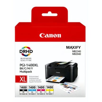 s-pdpxl (1). Canon PGI-1400XL BK/C/M/Y High Yield Original Ink Multipack - Dual Resistance High Density Pigment Ink | 900+ Page Yield
