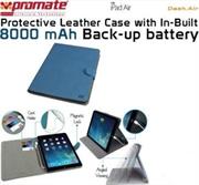 Dash-Air-170-blue-01.jpg. Promate Dash-Air Protective Leather Case with In-Built 8000 mAh Back-up battery-Blue