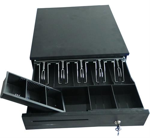 Postron Compact Drawer 5 Notes And 5 Coins Compartments Trays With RJ11 Interface - Colour Black- Built-in 3-Position Key Lock 2 Big_PSNT405.jpg. Postron Compact Drawer 5 Notes And 5 Coins Compartments Trays With RJ11 Interface - Colour Black- Built-in 3-Position Key Lock