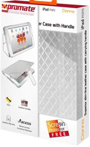 Donna-Packing-white.jpg. Promate Donna-Slim-line leather case with carrying handle for iPad mini-White Retail Box 1 Year Warranty