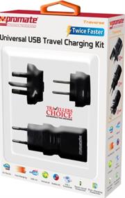 Traverse Packaging.jpg. Promate Traverse Multiregional Travel USB Charger-White