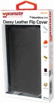 zemi Black.jpg. Promate Zemi BlackBerry Z10 Classy Leather Flip Cover Colour:Black The Zemi is a simple but yet classy and smart leather flip cover for BlackBerry Z10. The vertical flip provides sophisticated look which at the same time protects your phone and lets you a