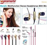 Chrome-01.JPG. Promate Chrome Metallic Multifunction Stereo Headphones With Mic - Champagne