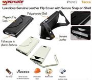 tacca.i5.header-white.jpg. Promate Tacca-Luxurious Leather Flip Cover with Secure Snap-on Shell for iPhone 5 / 5s-White Retail Box 1 Year Warranty