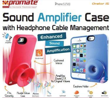 Promate Orator-I5 iPhone 5 Sound Amplifier case for Iphone 5/5s with headphone cable management Colour: Blue Sound Amplifier case with headphone cable management & horizontal/vertical stand stand for iPhone 5/5S 2 Big_Orator.i5-01.jpg. Promate Orator-I5 iPhone 5 Sound Amplifier case for Iphone 5/5s with headphone cable management Colour: Blue Sound Amplifier case with headphone cable management & horizontal/vertical stand stand for iPhone 5/5S