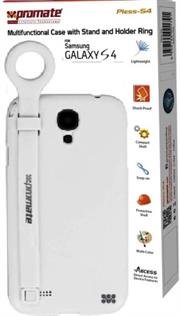 Pless-S4-white-0.jpg. Promate Pless-S4 Multifunctional Case with a Stand and a Holder Ring for Samsung Galaxy S4-White Retail Box 1 Year Warranty