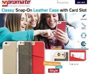 slit-i6p-001.JPG. Promate Slit-i6P Classy Snap-On leather case with card slot - Grey