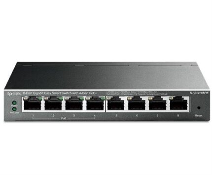 Big_TL-SG108PEmain1.jpg. TP Link 8 Port Gigabit Easy Smart Switch with 4 Port PoE