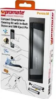 Penza.M.jpg. Promate Penza.M Compact Smartphone Cleaning Kit with In-Built Stylus and SIM Eject Pin
