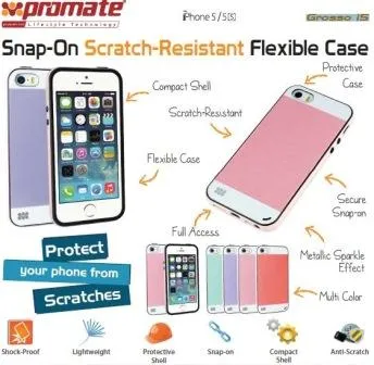 Promate Grosso-i5 iPhone 5 Striped Flexi-Grip Snap Case for iPhone 5/5S Colour: Pink Snap-On Scratch-Resistant Flexible Case 2 Big_grosso.i5-01.jpg. Promate Grosso-i5 iPhone 5 Striped Flexi-Grip Snap Case for iPhone 5/5S Colour: Pink Snap-On Scratch-Resistant Flexible Case